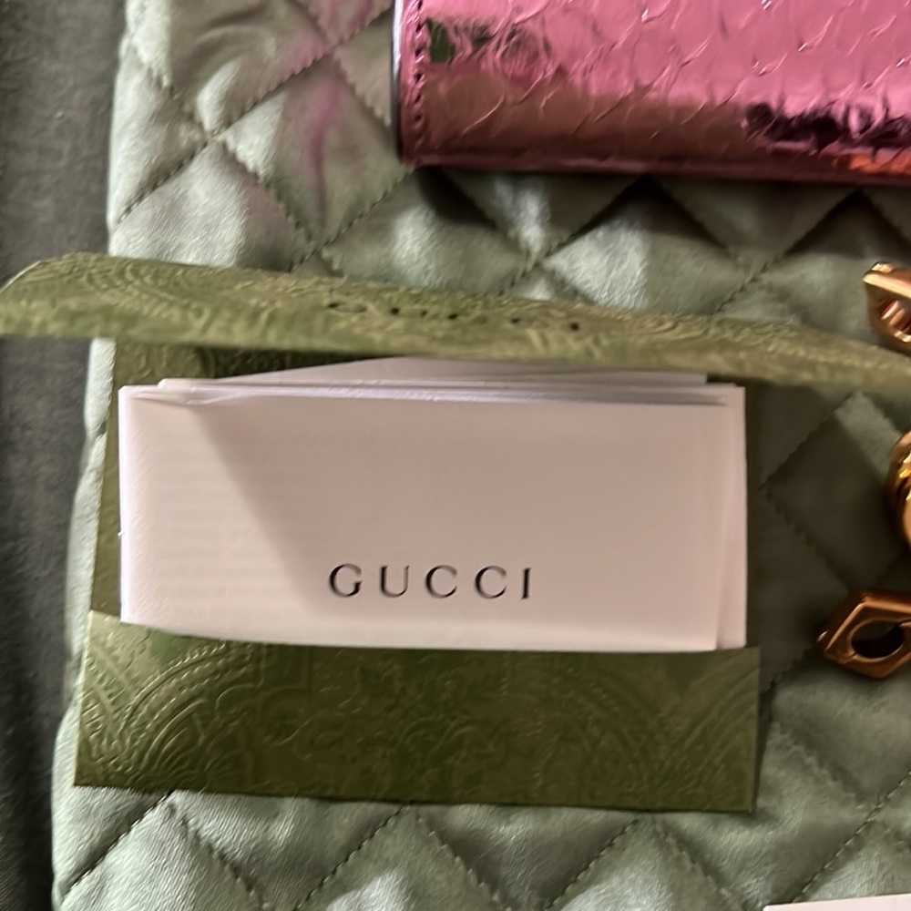 NWT Pink Shiny Gucci Horsebit ‘55 Anaconda Bag Comes with EVERYTHING - Picture 2 of 16